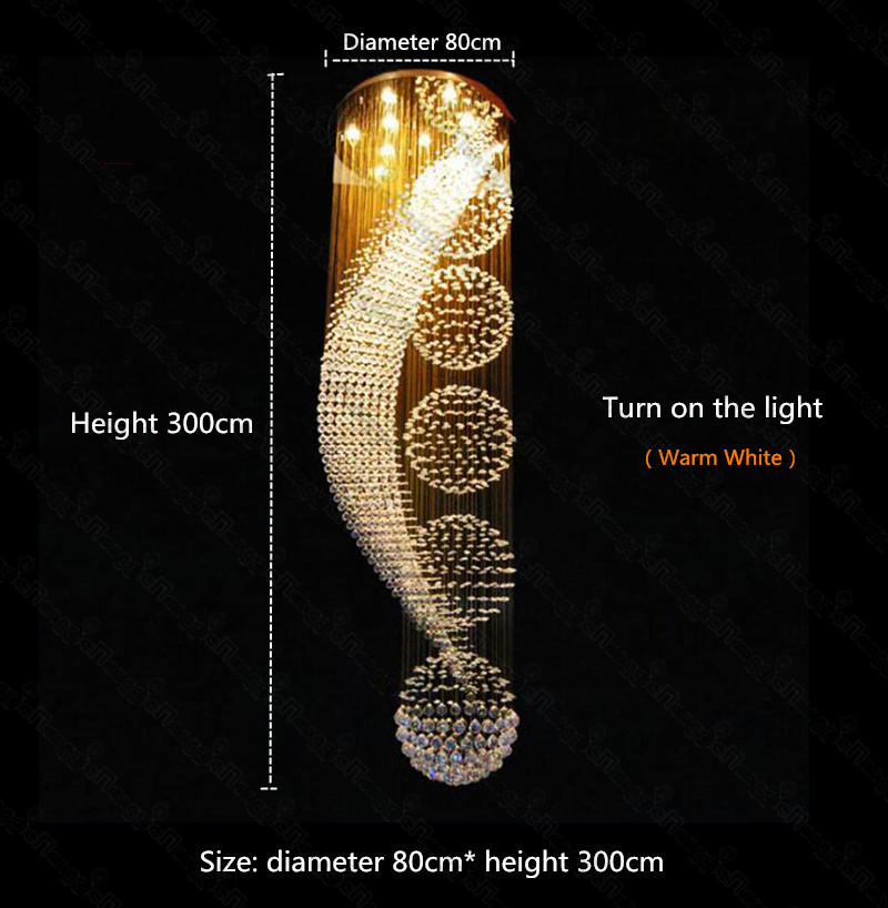 New modern spiral design K9 chandelier LED crystal lights large chandeliers(WH-NC-25)