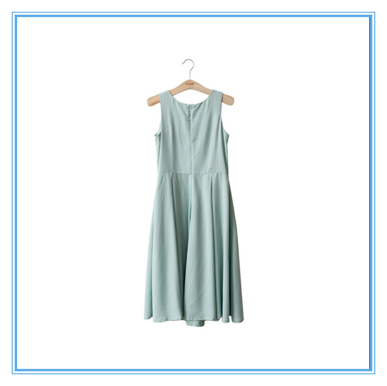 Latest Style Plain Sleeveless Chiffon Design One Piece Summer Dress For Lady