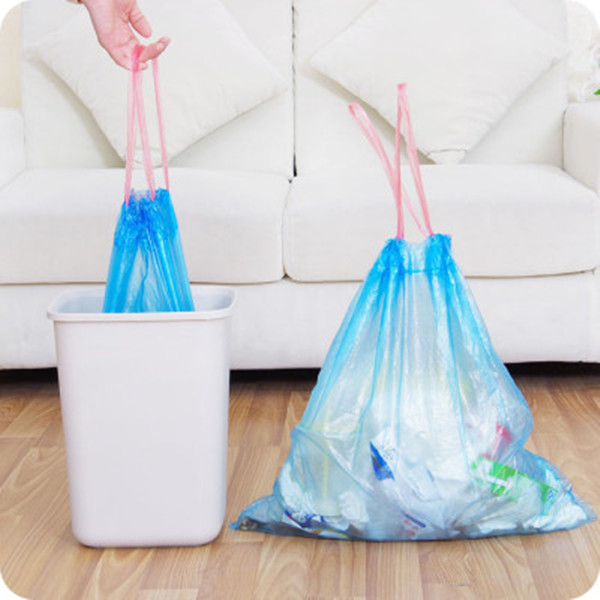 HDPE Packaging Home Garbage Bags , Drawstring Trash Can Liners Customized Size