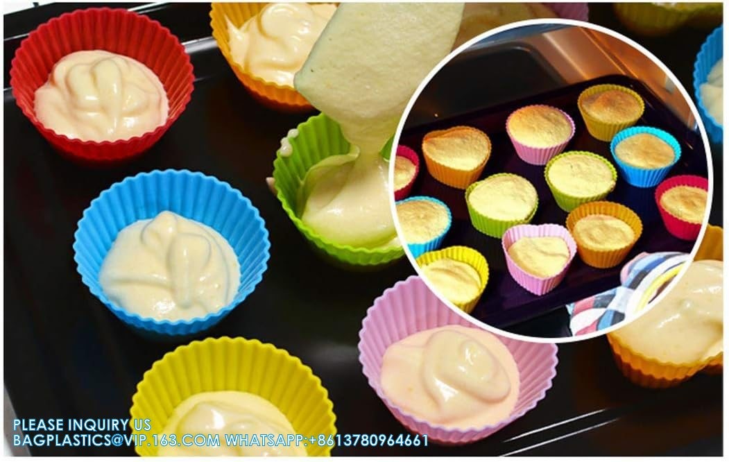 Reusable Silicone Cupcake Baking Cups 24 Pack, 2.75 Inch Cups, & Non-Stick Muffin Liners For Party Halloween