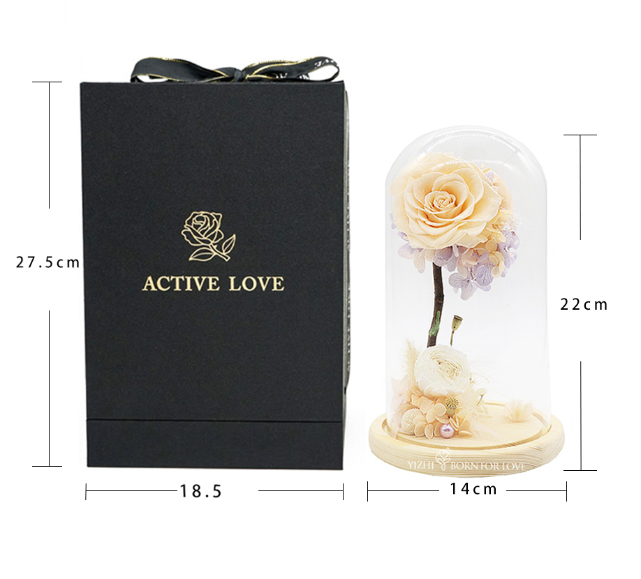 Upscale Dia7-8CM Preserved Rose Glass Dome For Home Decoration