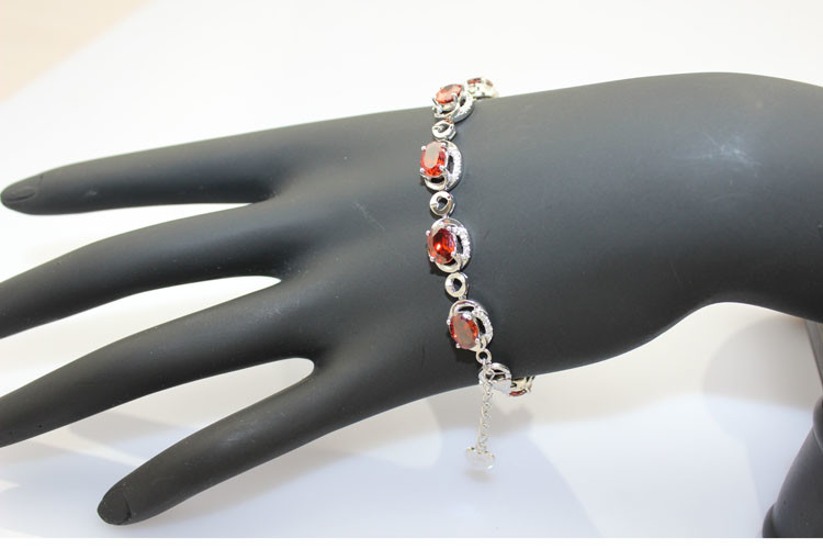 Sterling Silver 5x7mm Oval Amethyst Cubic Zircon Tennis Bracelet(B06PURPLE)