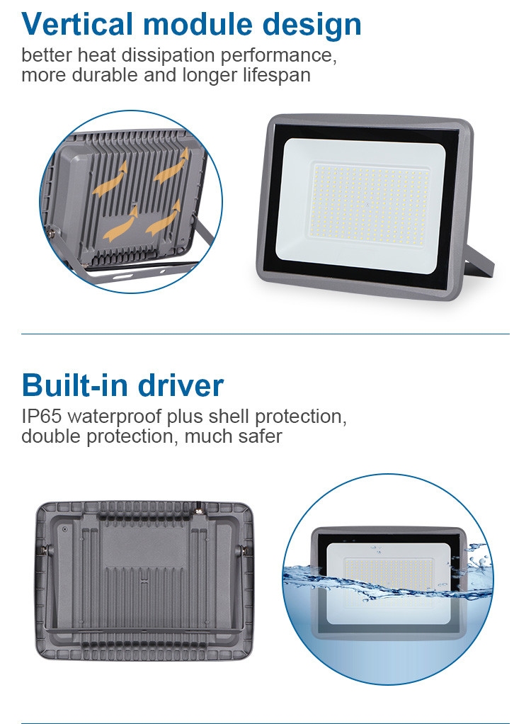 6500K Ra80 Outdoor Waterproof LED Flood Light Aluminum Housing Slim Tempered Glass