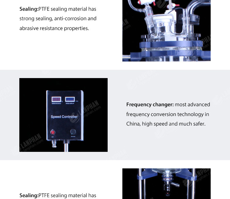 Stainless Steel 200W Adhesive Pyrex Lab Glass Reactor