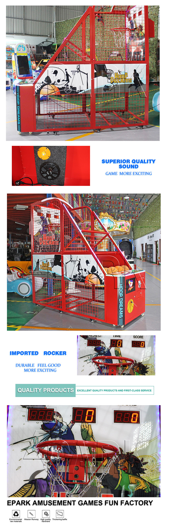 Fun Exercise Game Arcade Basketball Machine For Shopping Mall Easy To Move