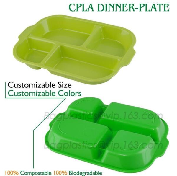 biodegradable plastic melamine fast food 5 compartment divided lunch, hospital