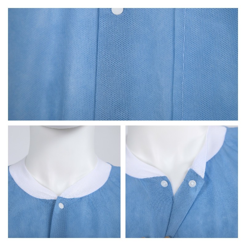 S&J Disposable OEM Factory supply Accept Custom Color and Design SMS PP Nonwoven Men Women Lab Coat