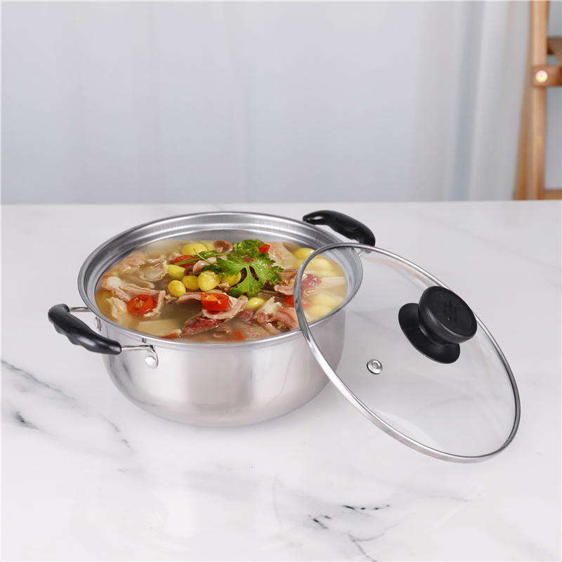 Glass lid 5pcs pot set stainless steel 410 cookware set