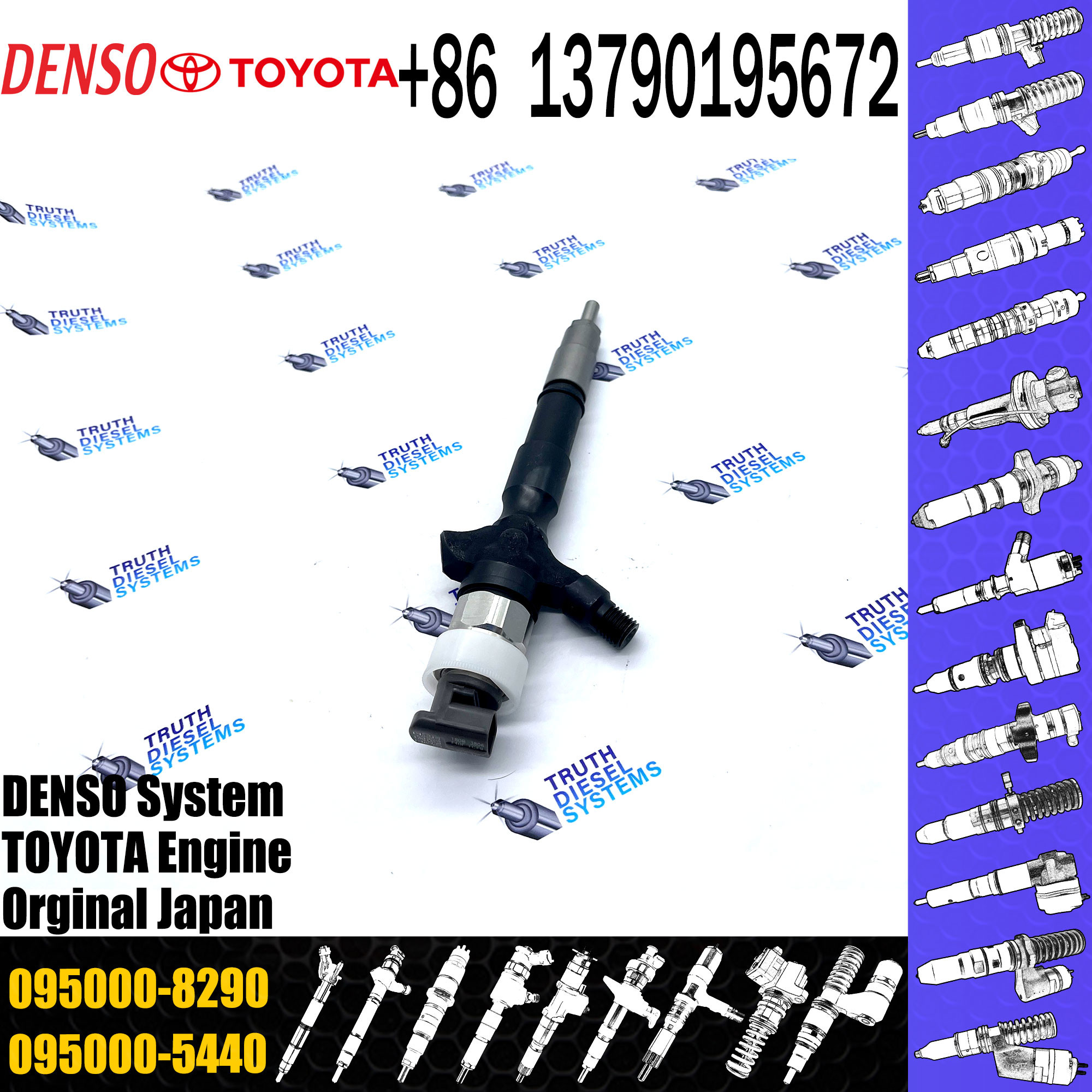 8000-100-0001 Vehicle Parts 095000-8290 23670-09070 1KD Common Rail Injector for Toyota Vigo