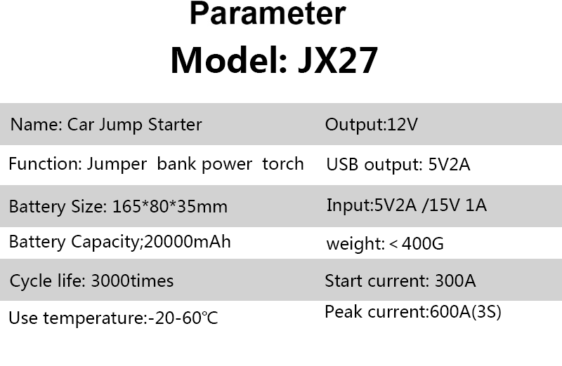 12000mAh 12V 400A Portable Car Starter Battery Pack Heavy Duty Car Jump Starter