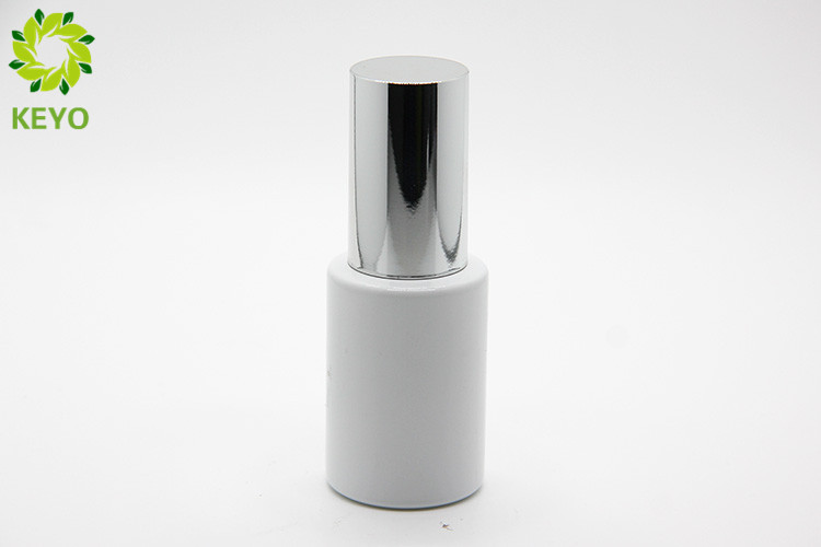 Empty Foundation Bottle With Pump , White Glass Liquid Foundation Containers