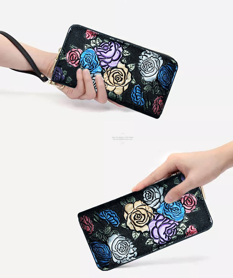 Designer Ladies Wallet in Long PU Leather with Custom Print and Fashionable Design