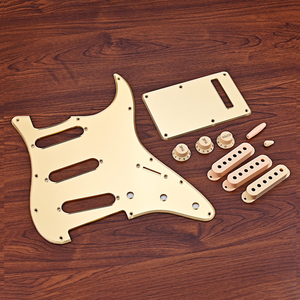 Gold Mirror Pickguard SSS Electric Guitar Pickguard Set Pickup Cover Back Plate For Modern FD Strat Style Guitars