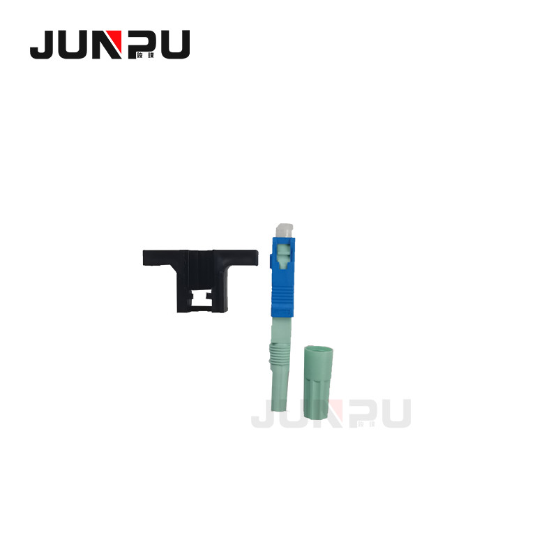 SC UPC Blue Single Mode Fiber Optic Cable Connector Types Quick Assembly For FTTH