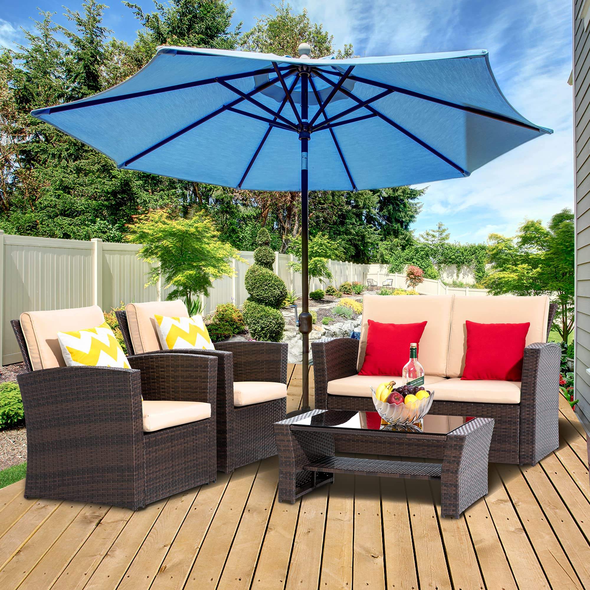 Courtyard Rattan Garden Sofa Set Customized Wicker Outdoor Couch