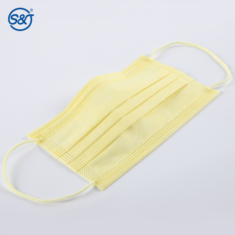 4-Ply Disposable Protective Medical Surgical Face Mask Respirator Pure Yellow Cotton Ear Loops Everyday Use