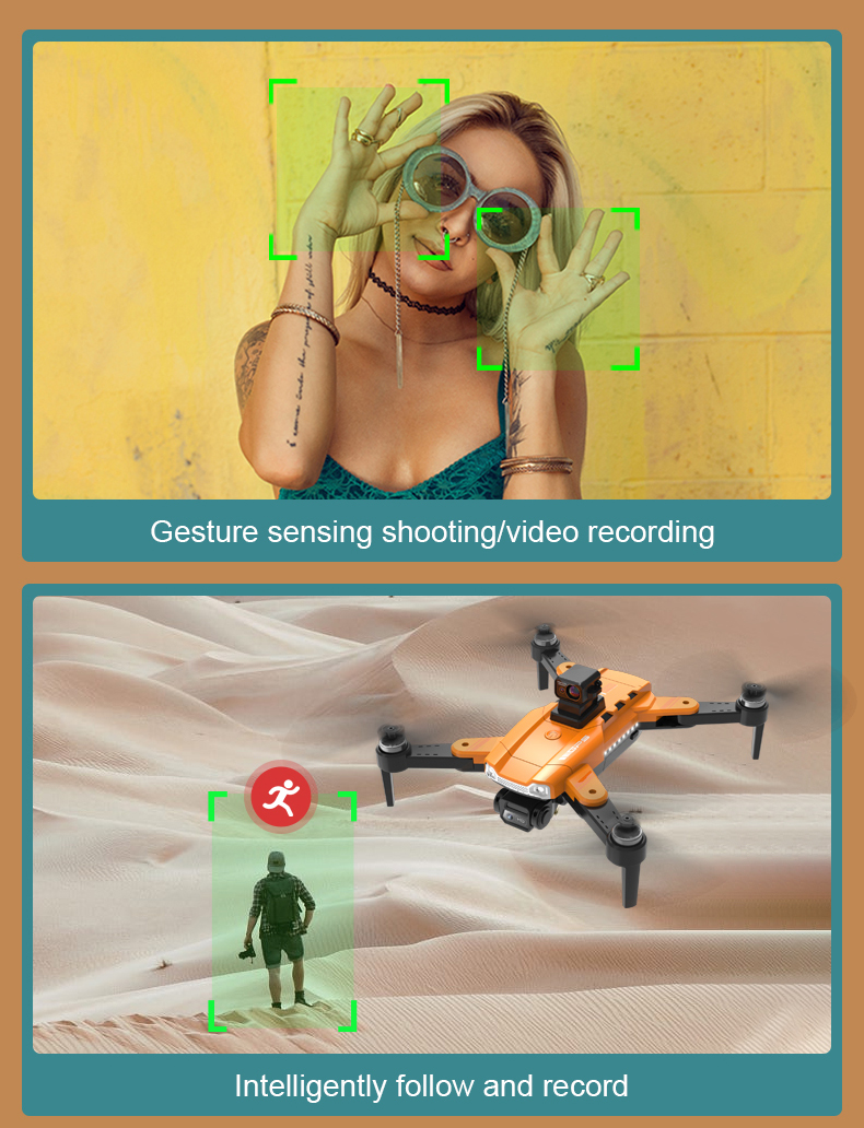 HD Camera and HD Aerial Photography Quadcopter Remote Control S1 Brushless Laser Obstacle Avoidance Drone Black Orange