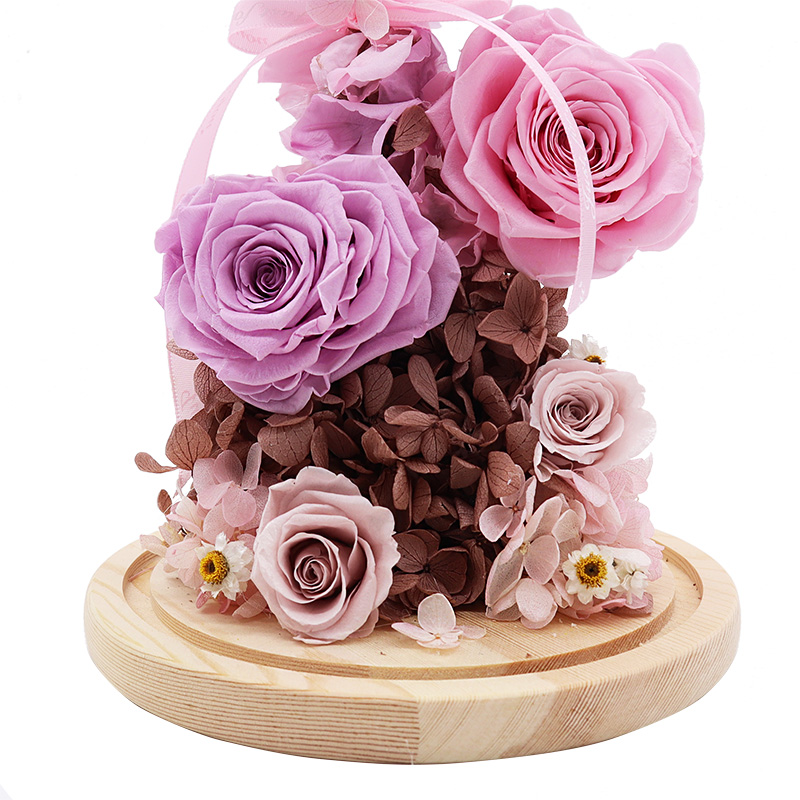 Custom Hreat Eternal Flower In Glass Wedding Decoration For Christmas Brithday