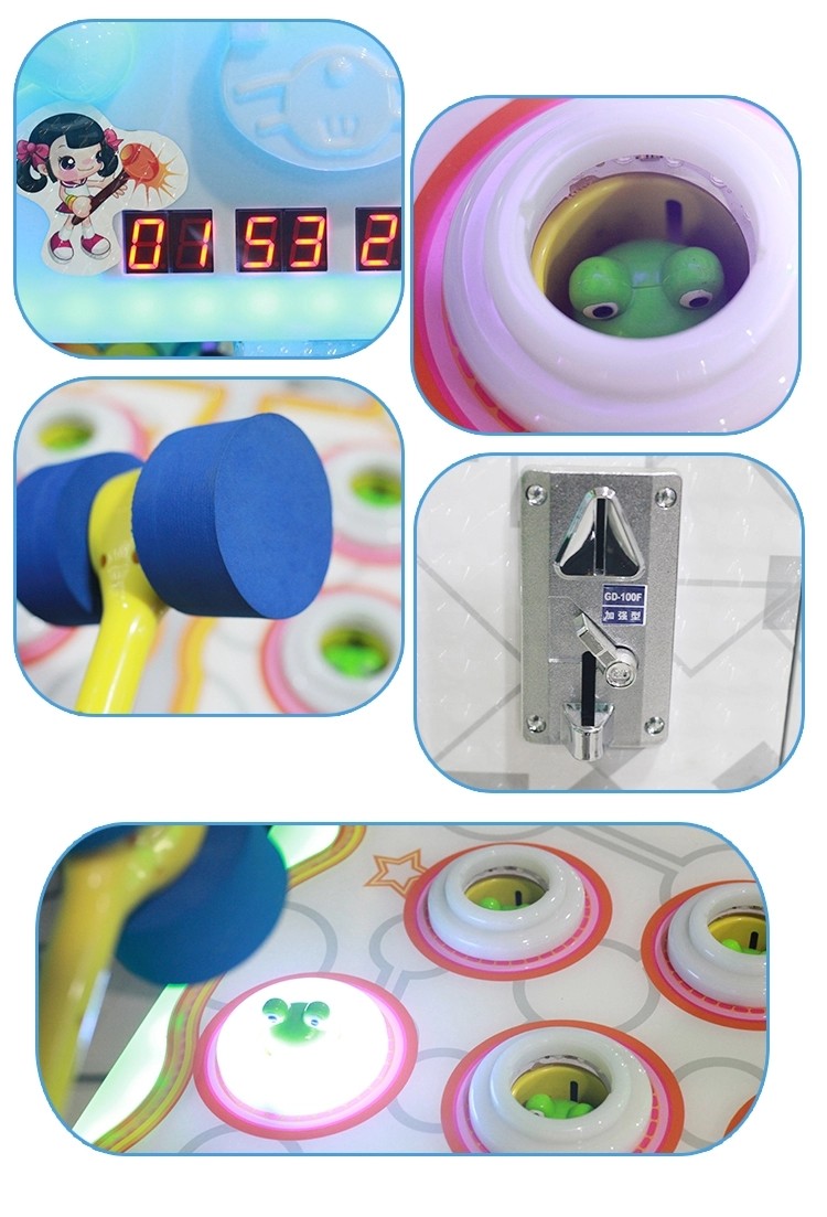 Crazy Frog Hitting Hammer Coin Gambling Machine , Children Tabletop Game Machine