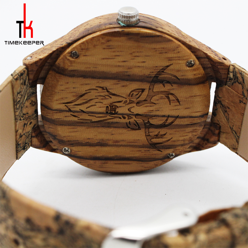 Personalized Men'S Wood Grain Watches , Mens Watch Brown Leather Band