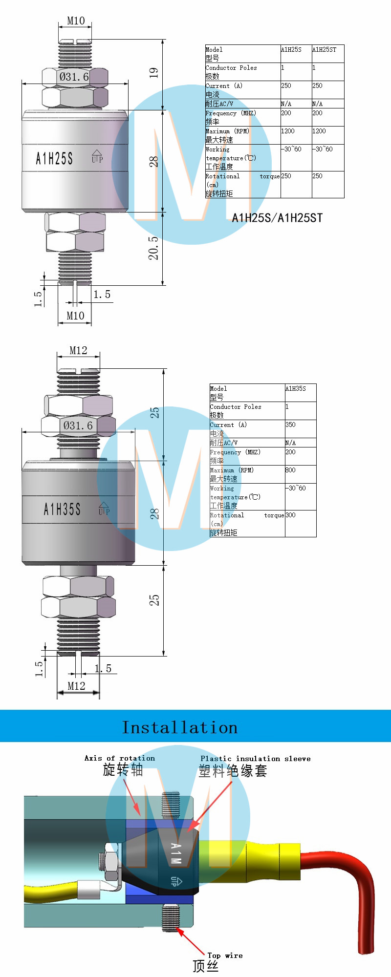 Chinese Conductive Connector 10A Low Resistance Rotary Connector Liquid Mercury Slip Ring