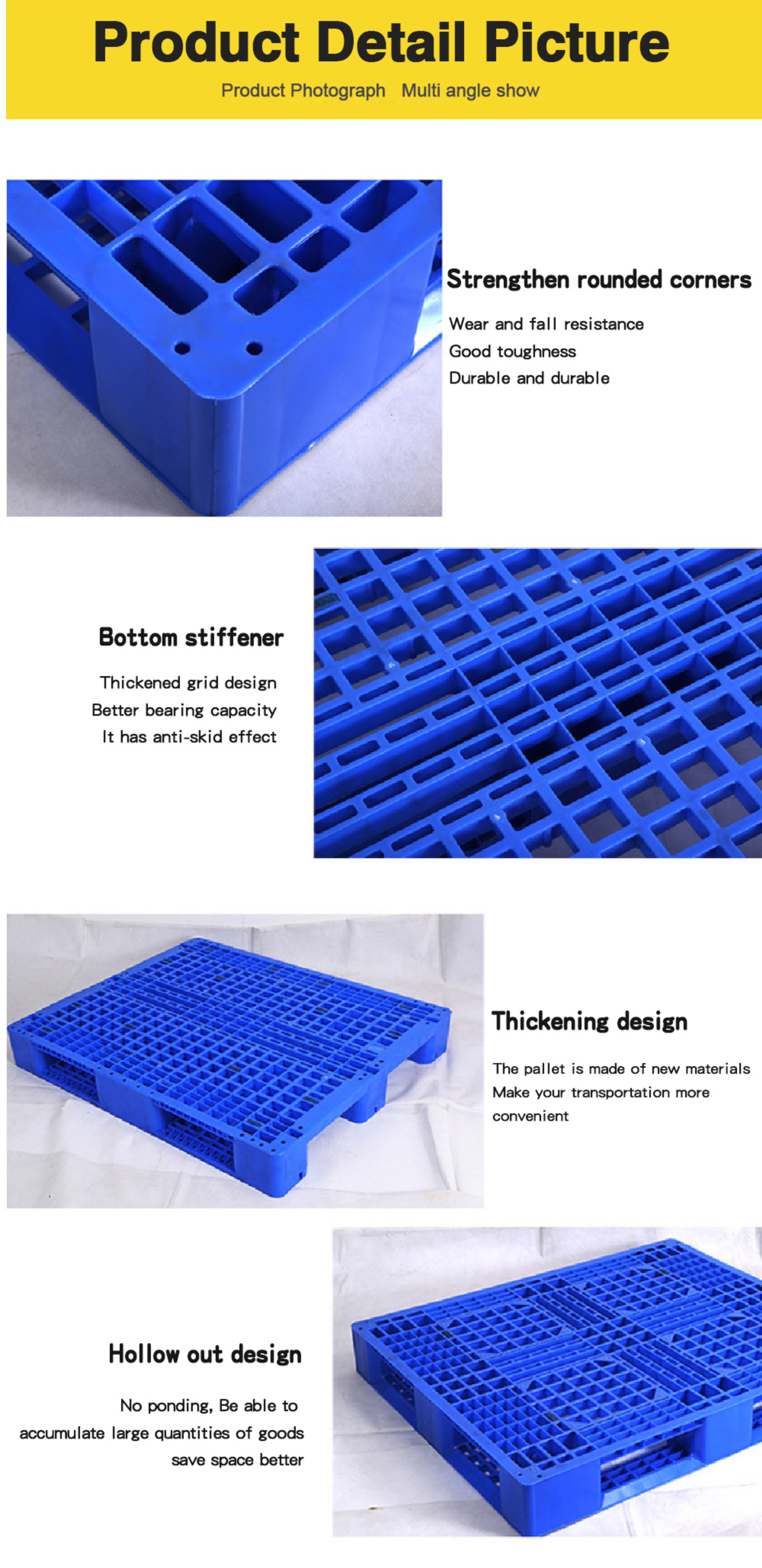 Forklift Heavy Duty Plastic Pallet Multi Standard Nine Foot Moisture Proof