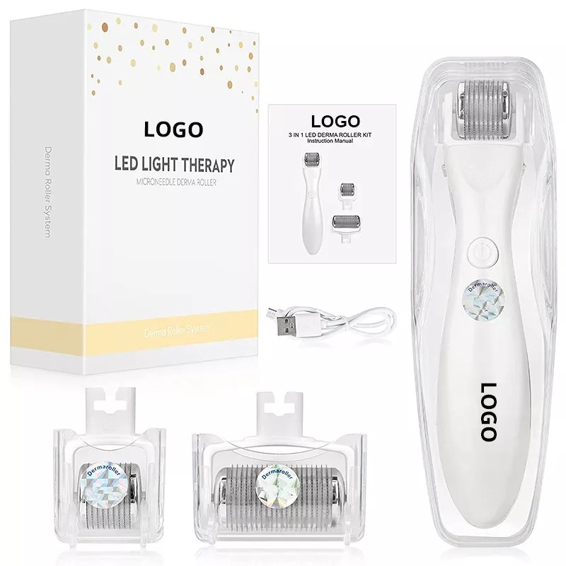 3 IN 1 LED Microneedle Roller Kit LED 0.5 mm Dr. pen Derma Roller Derma Rolling System
