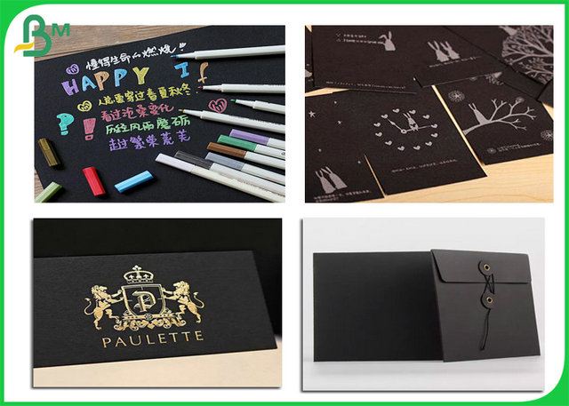 Customize Size Virgin Wood Pulp 300GSM 350GSM Black Kraft Paper Roll For Rigid Box