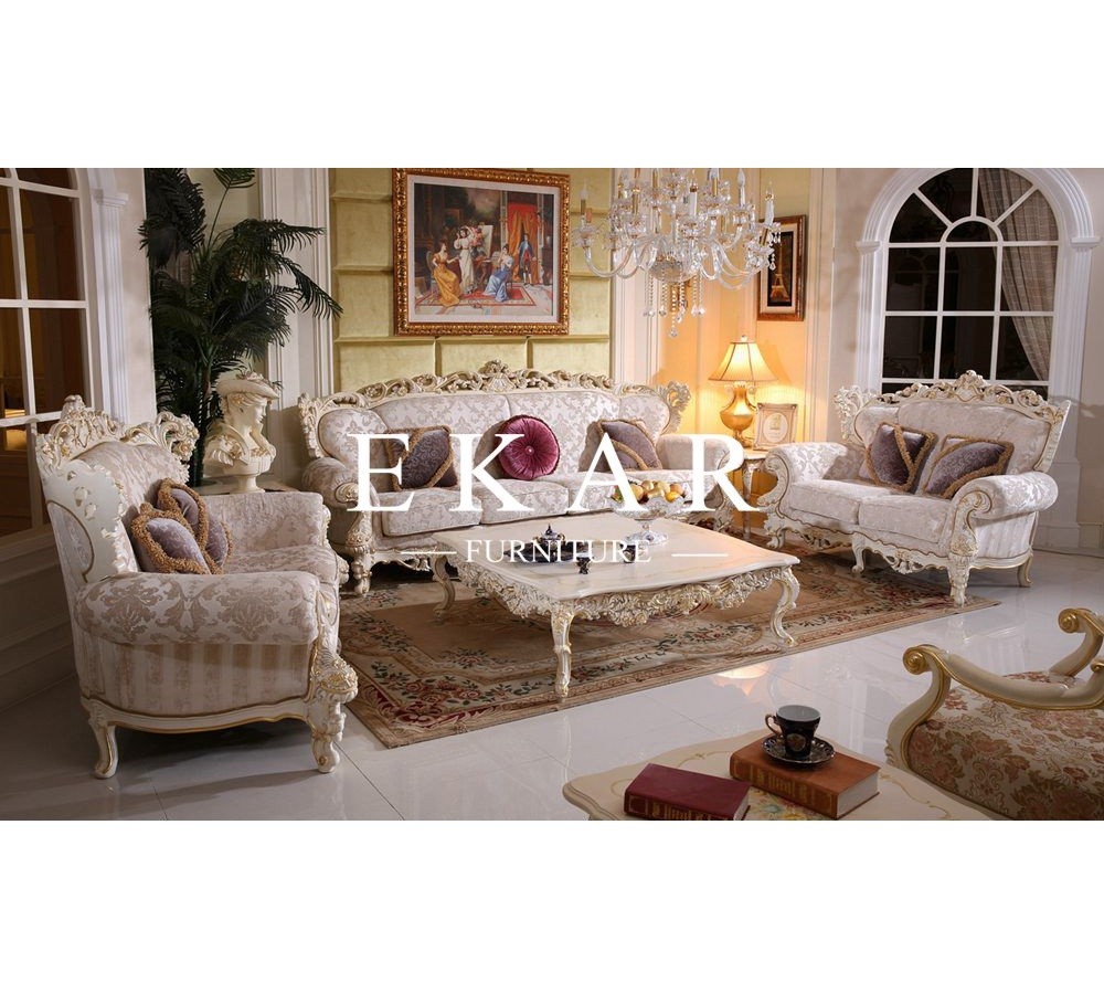 Baroque Majlis sofa Luxury Fabric Silk Curved Living Room Furniture European Style Classic Sofa Set