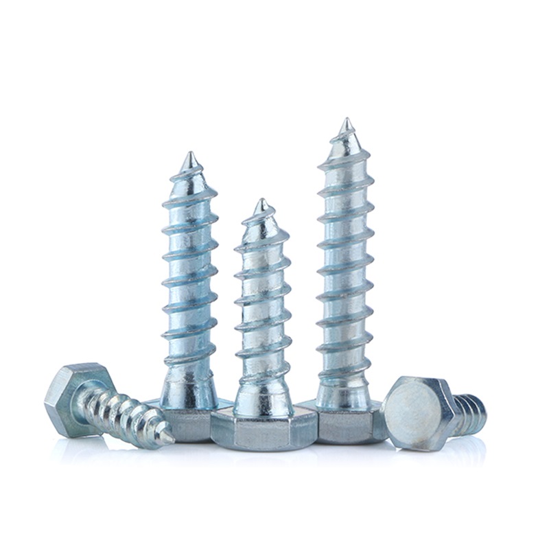 Steel Blue White Zinc External Hexagonal Self Tapping Wood Screw DIN571 for Furniture