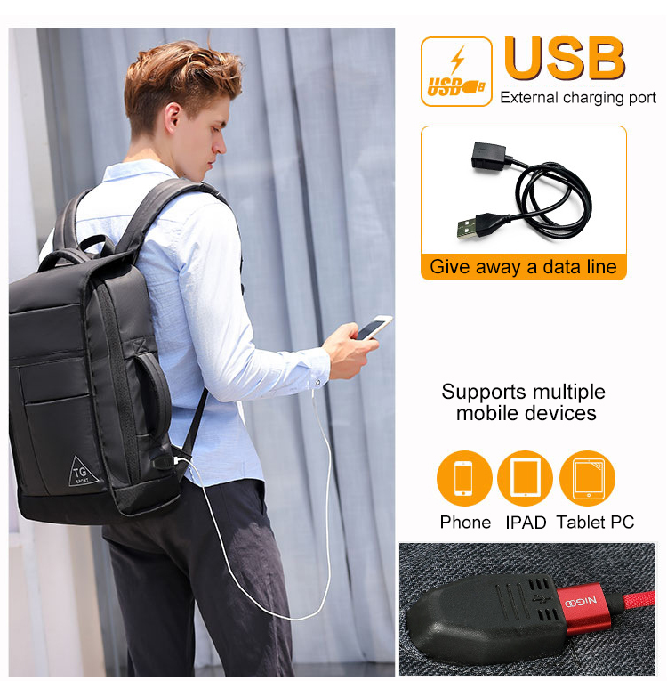 Oxford 25L Travel Modern Mens Backpack With USB Charging Port