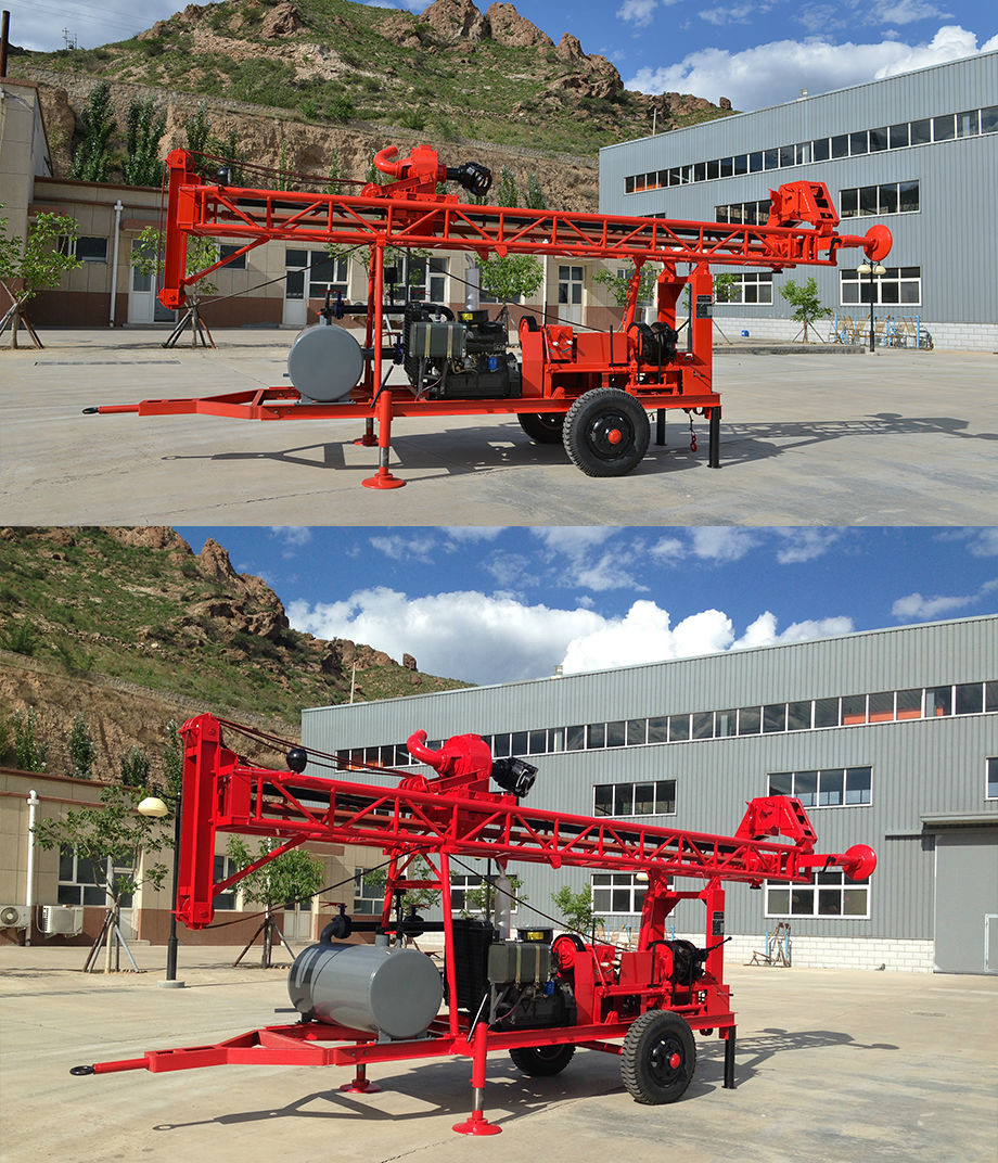 Small Borehole GL-II Water Drilling Machine With Trailer Type 200m Depth