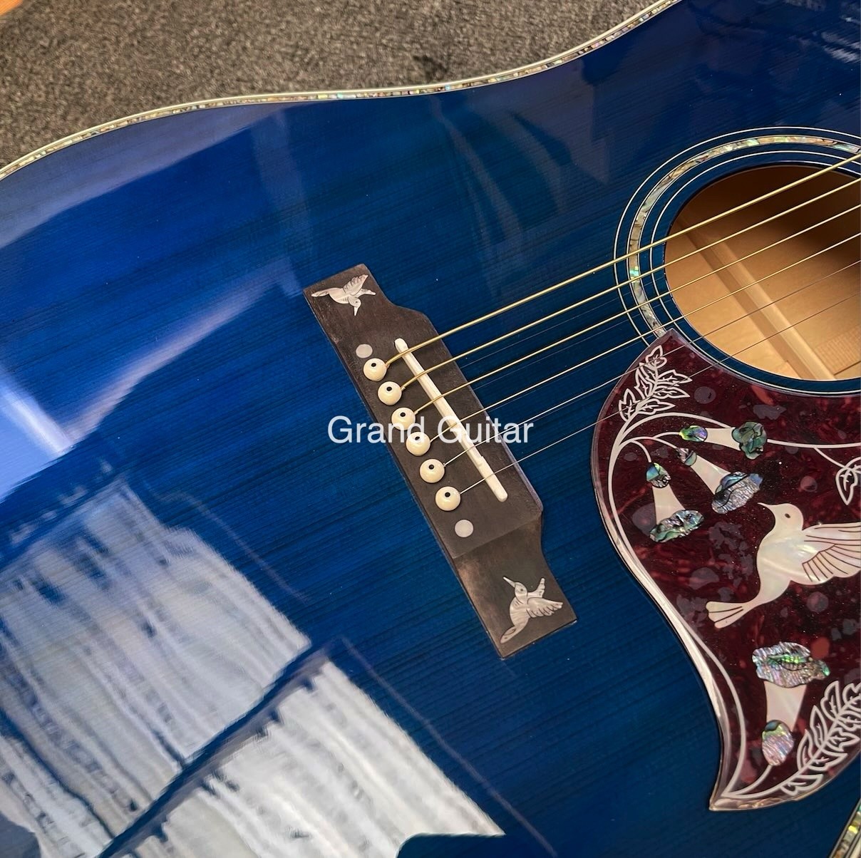 Custom GB-Viper Blue Dove Acoustic Guitar 41 Inches D Body Abalone Inlay Binding