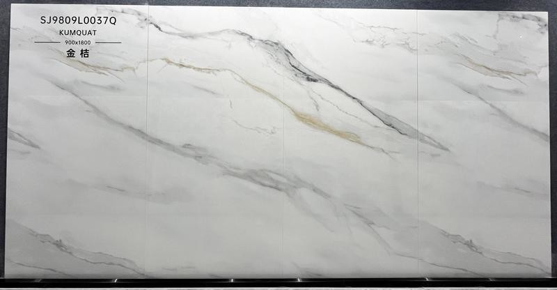 Stunning Carrara White Polished Porcelain Glazed Indoor Floor Tiles And Non-Slip Tile For Dining Room And Office 900x1800x9mm