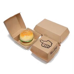 Custom Eco-Friendly Recyclable Kraft Burger Box with Embossing Printing and FDA