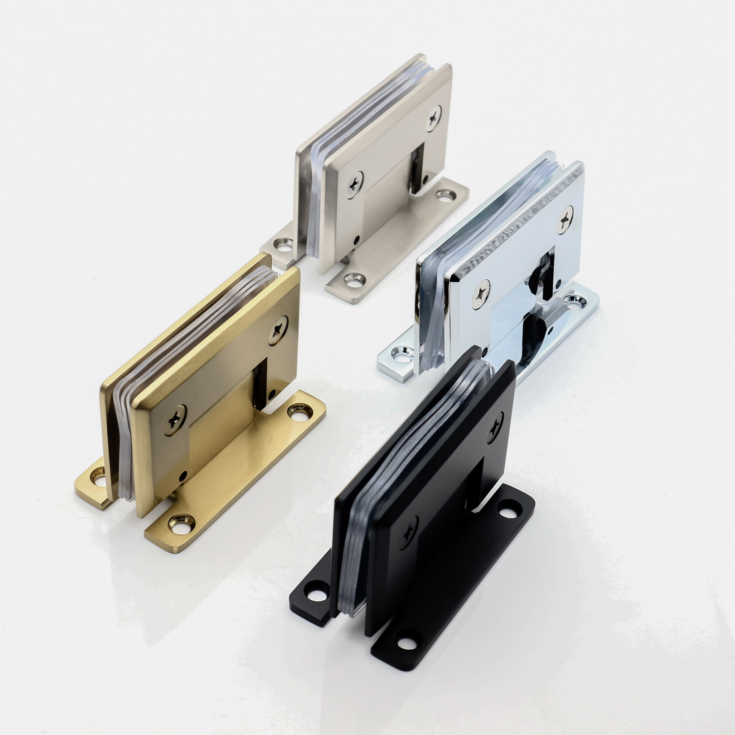 Square Stainless Steel Shower Door with Ceramic Tray and 90 Degree Glass Pivot Door