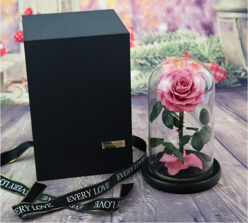 Beautiful Rose Flowers Everlasting Rose Preserved Flower Eternal Rose in Glass