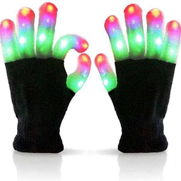 Quality Knit Light Up Gloves Finger Lights 3 Colors 6 Modes Flashing For Adults for sale