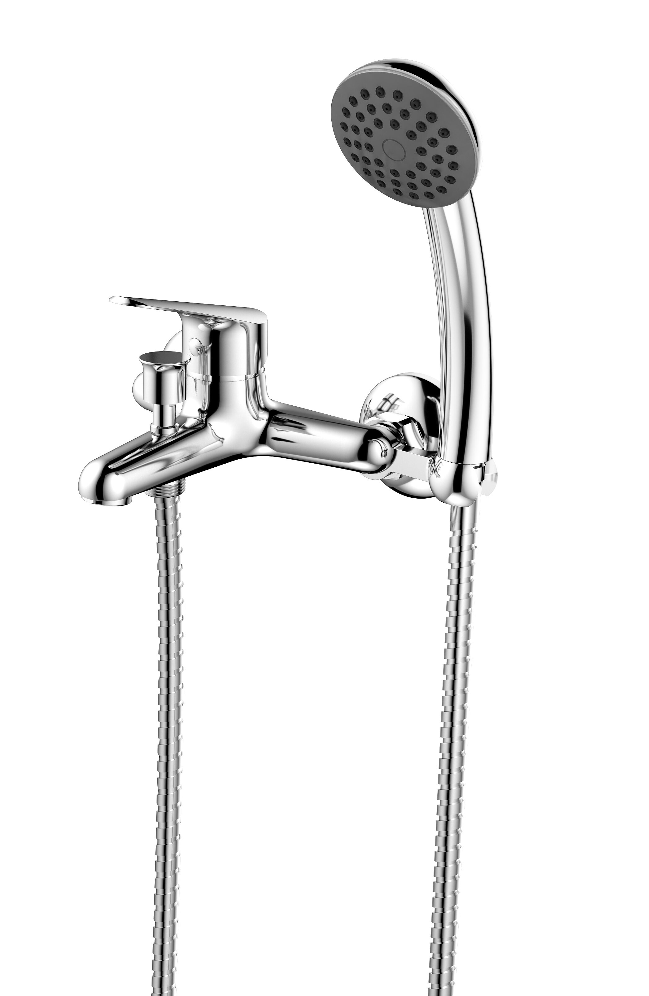 Single Lever Bath Mixer Tap for Wall Installation, Chrome