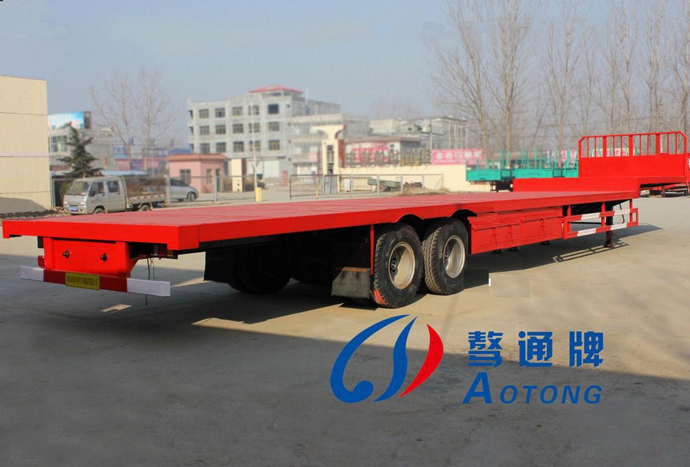 Truck Trailer Two Axles 20FT Container Flatbed Type with Light Tare Weight of 4 Ton