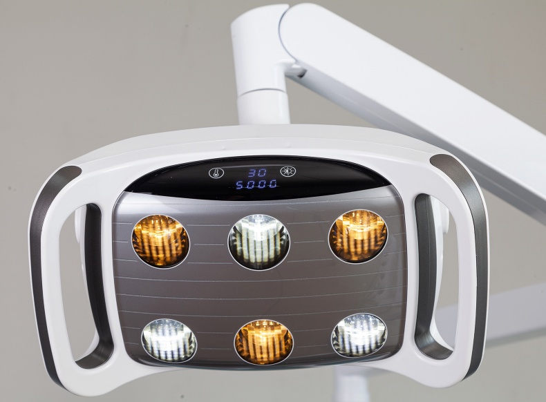 Grey Color Dental Treatment Chair Unit Mobile Instrument Tray Design Dental Chair With Memories