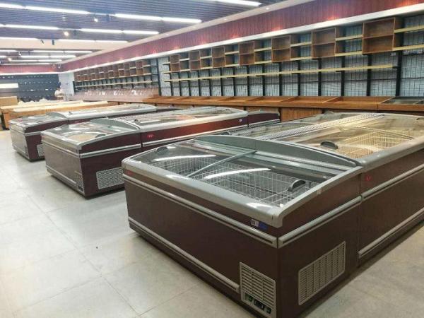 2.1M Long Meat / Fish Display Freezer , Supermarket Island Freezer Painted