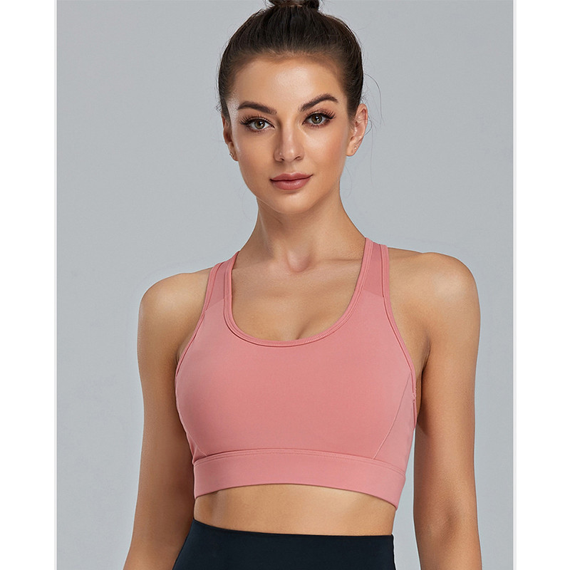 Running Crop Top Plus Size Sports Bra Active Stretch Shockproof With Breathable Mesh