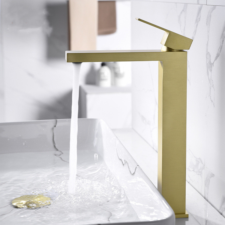 Hotel Apartment Bathroom Taps Mixer with Single Handle and Stainless Steel Valve Core