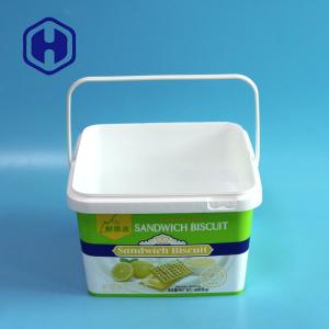 Eco Friendly IML Plastic Containers Custom Square 2L Plastic Cracker Biscuit