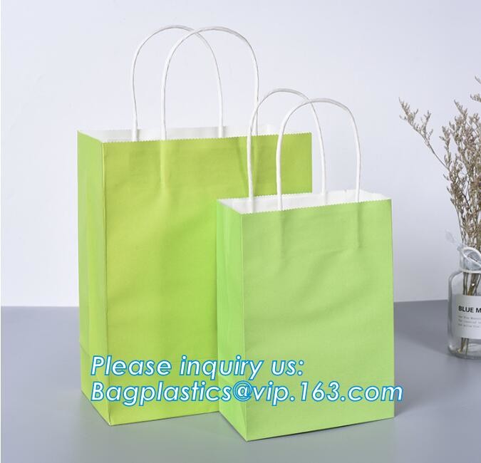 Customized Red Printed Kraft Paper Shopping Bag with Ribbon Handles and Bowknot,Kraft Paper Shopping Bag with Kinds off
