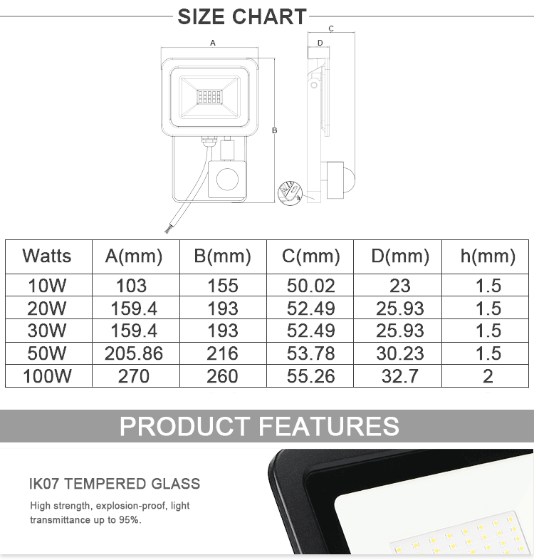 Rgb Outdoor LED Flood Lights 200 W 300 W 110v 5000k Ip65 Commercial Warm White Security