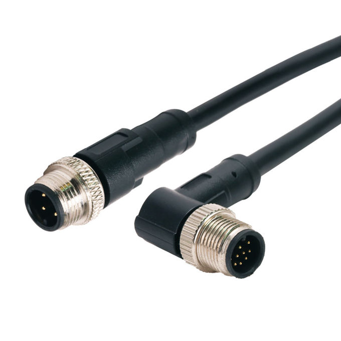 Right Angle Circular Connector , M12 8pins Waterproof Power Connector