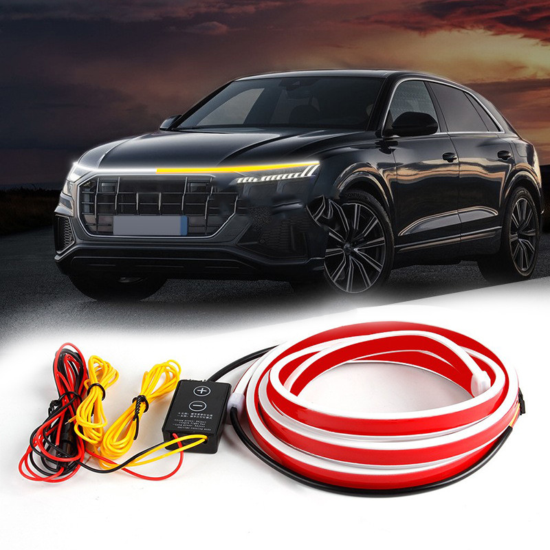 12V DIY Car Hood Flexible Led Strip Light White Daytime Running Lights Decoration Backlight Long Auto Atmosphere Lamp
