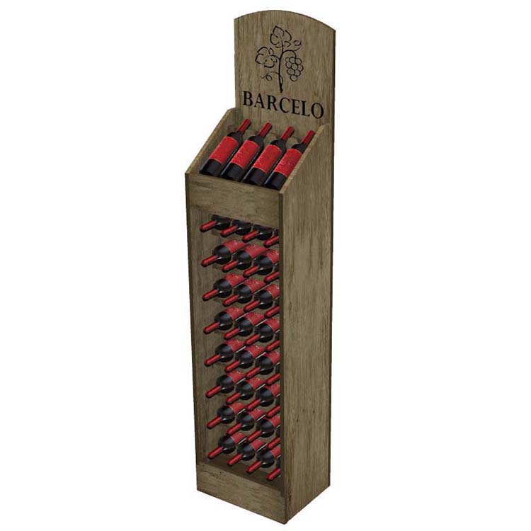 Double Sided Wine Display Stand Grocery Solid Wood Display Stand For Tequila